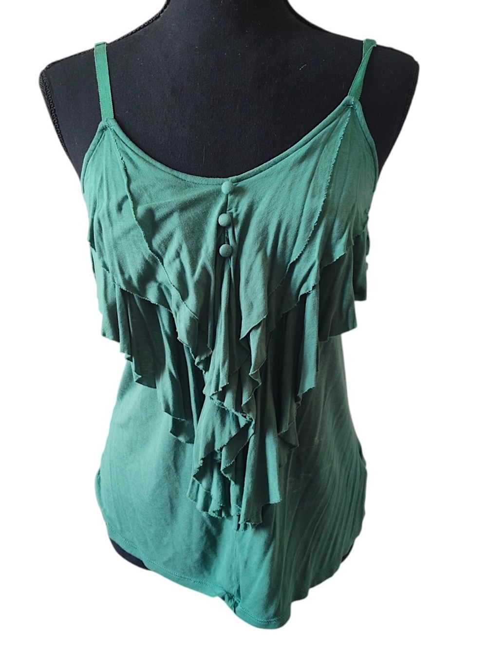 LC Lauren Conrad Emerald Green Ruffle Tank